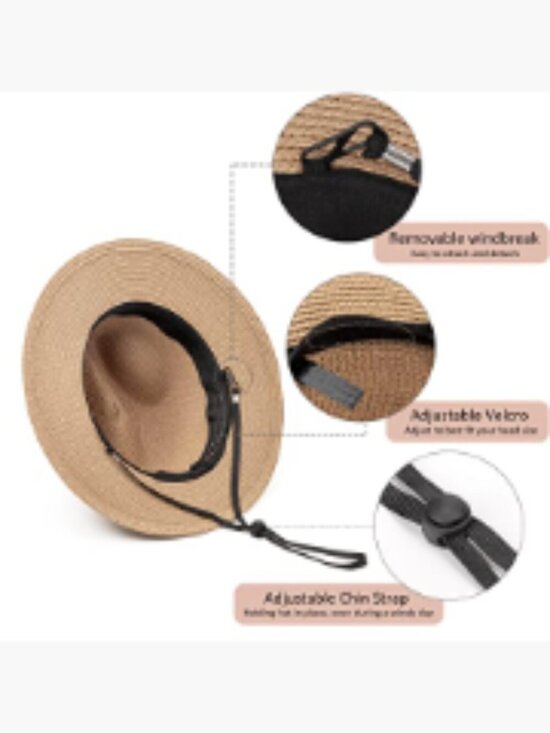 Women Straw Panama Hat Travel Fedora Sun Hat Wide Brim Roll up UPF 50+ main image 5